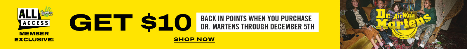Get $10 Back in Points on Dr. Martens - See Details