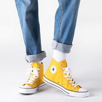 pale yellow high top converse