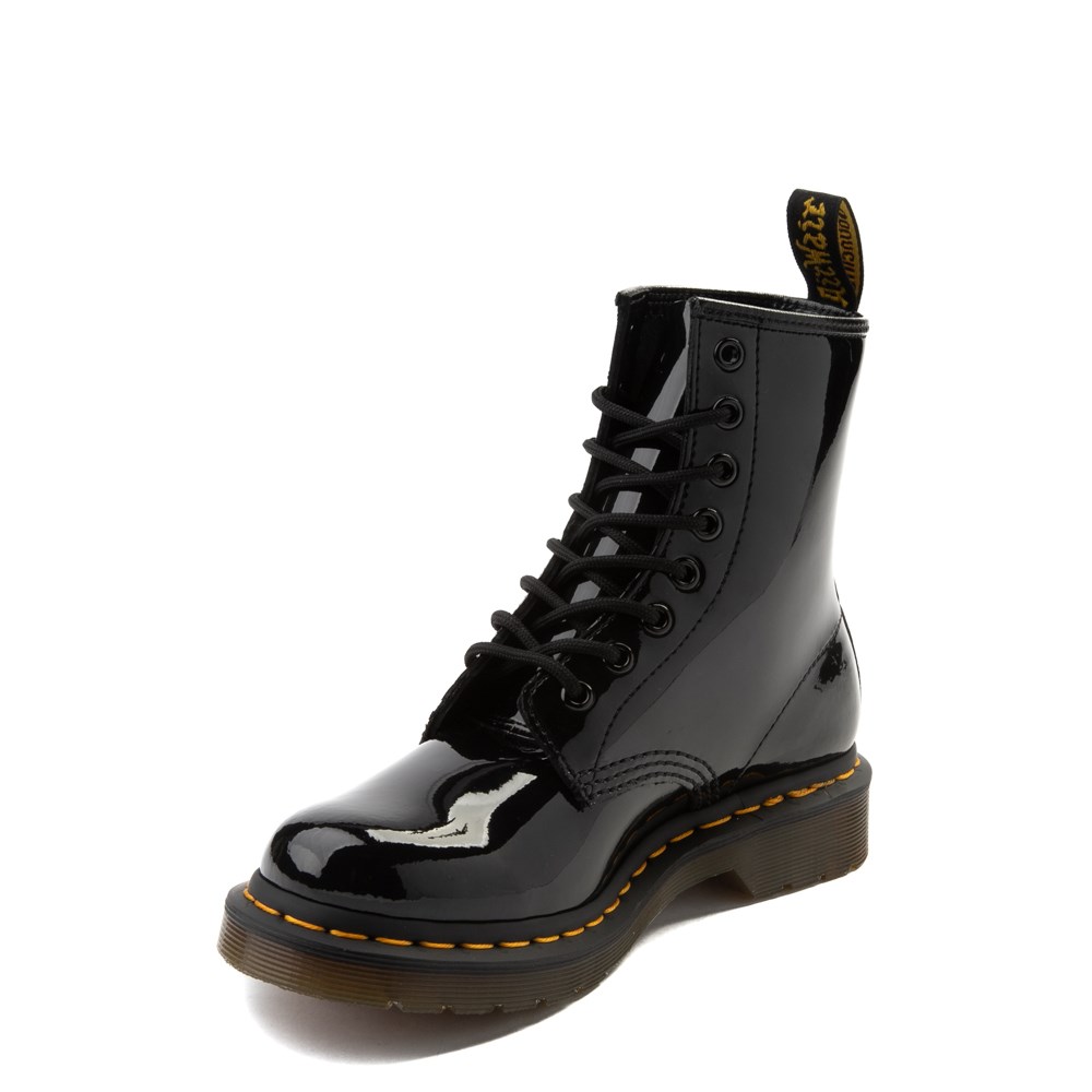 black patent doc marten boots
