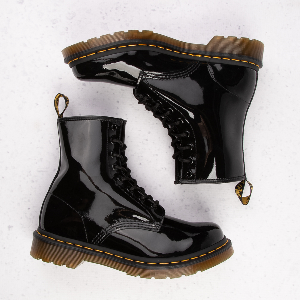 1460 Women's Distressed Patent Leather Boots in Black