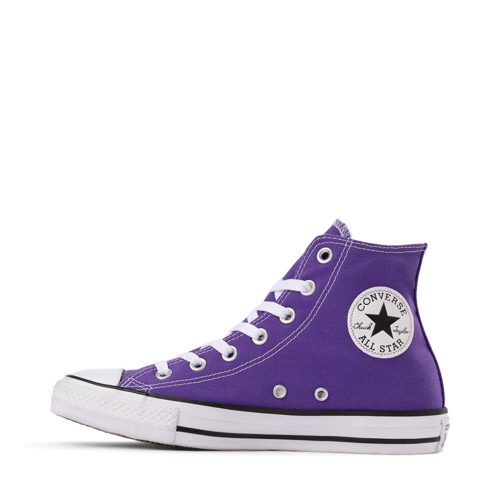 purple and teal converse