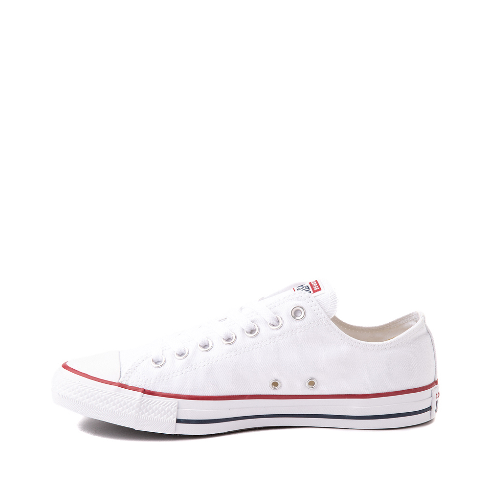 white converse with red stripe