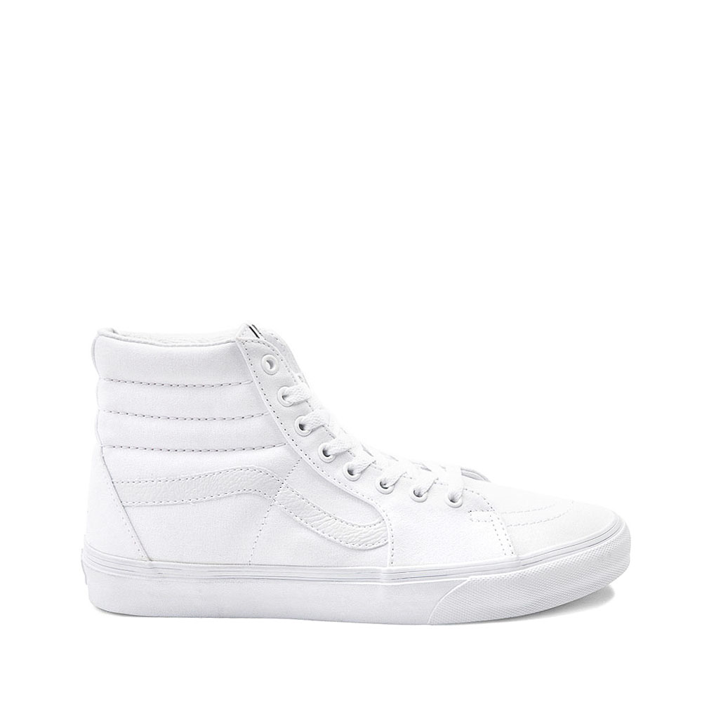 white and grey high top vans