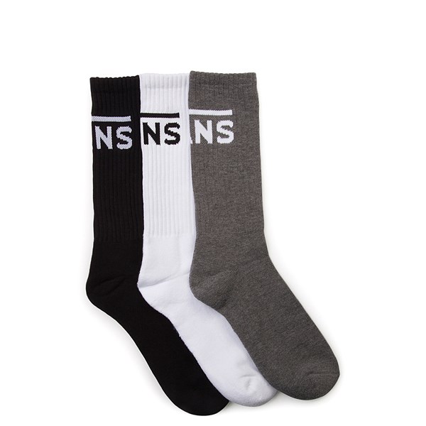 Mens Vans Logo Crew Socks 3 Pack Black / White / Gray Journeys