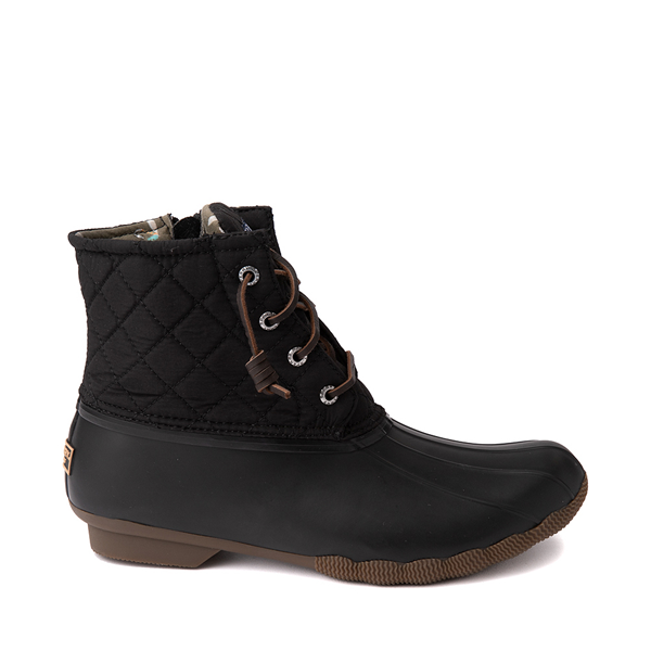 Womens Sperry Top-Sider Saltwater Quilted Nylon Duck Boot - Black