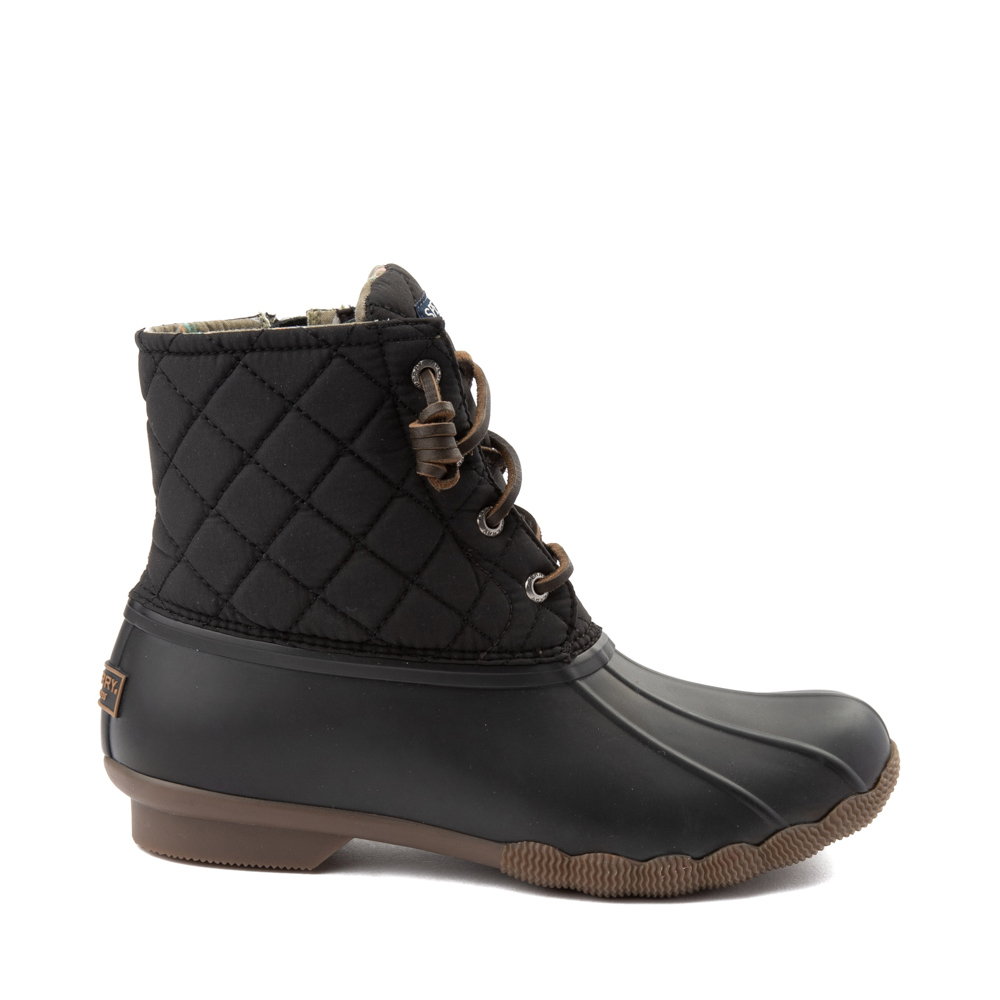 Womens Sperry Top-Sider Saltwater Quilted Nylon Duck Boot - Black
