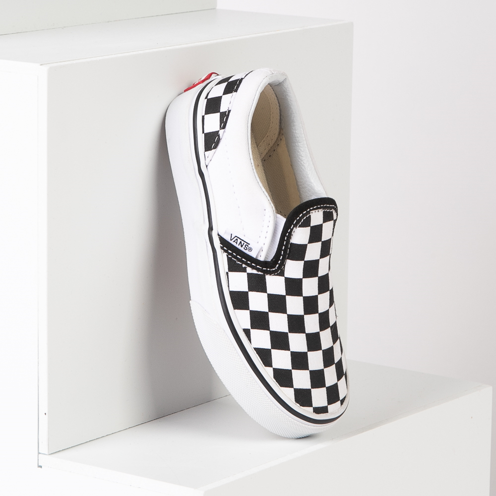 Vans Slip-On Checkerboard Skate Shoe - Little Kid / Big Kid - Black / White  | Journeys