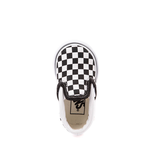 alternate view Vans Slip-On Checkerboard Skate Shoe - Baby / Toddler - Black / WhiteALT2