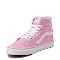 pink and white vans high top