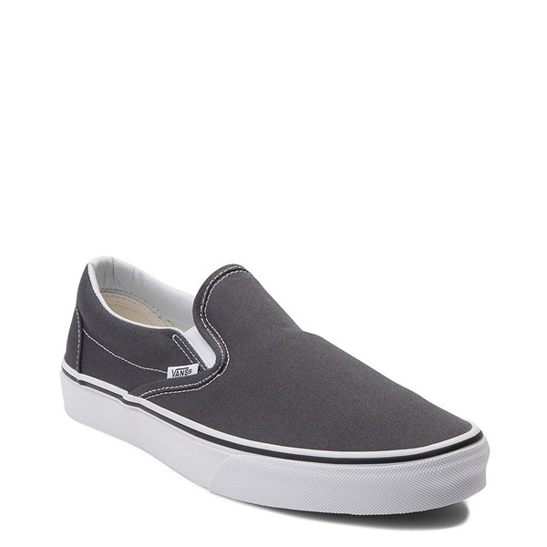 gray leather slip on vans