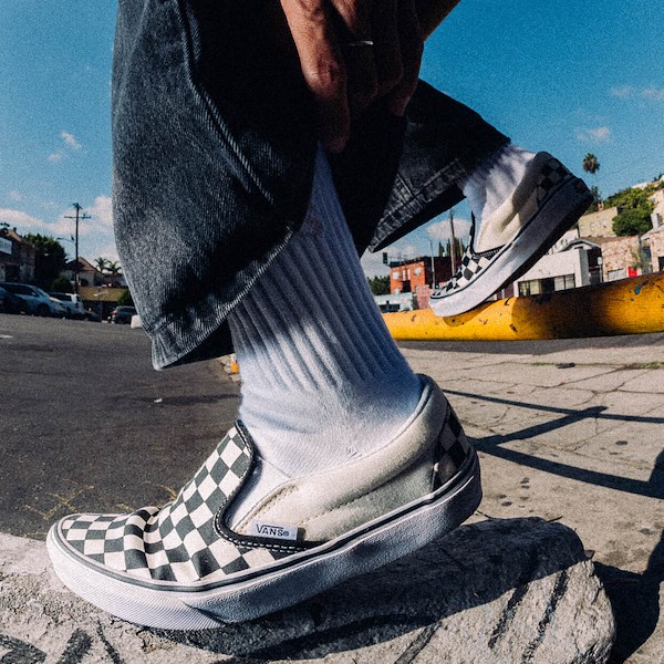 Vans Slip-On Checkerboard Skate Shoe - Black / White