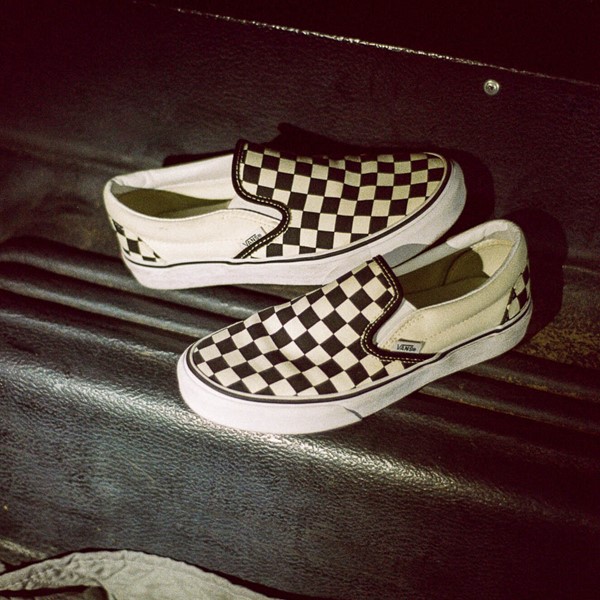Vans Slip-On Checkerboard Skate Shoe - Black / White
