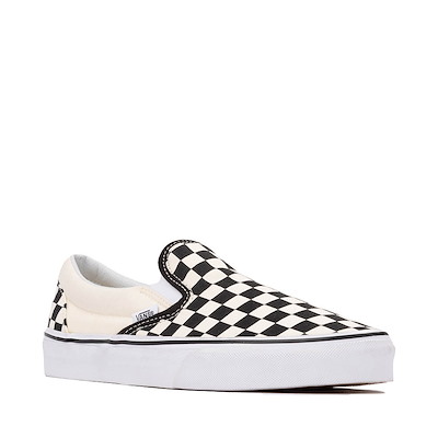 Vans Slip-On Checkerboard Skate Shoe - Black / White | Journeys