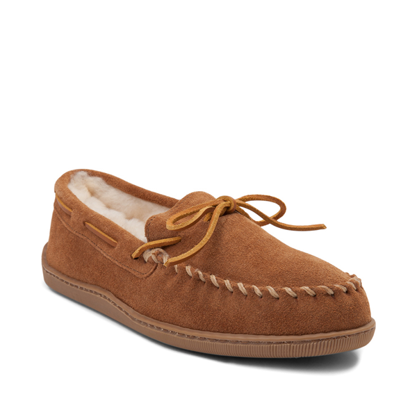 Mens Minnetonka Sheepskin Hardsole Moc Slipper - Tan | Journeys