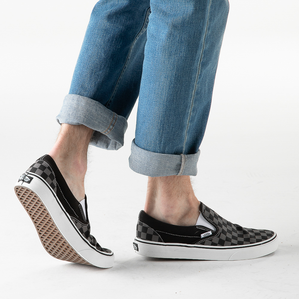 Vans Slip On Checkerboard Skate Shoe - Gray / Black