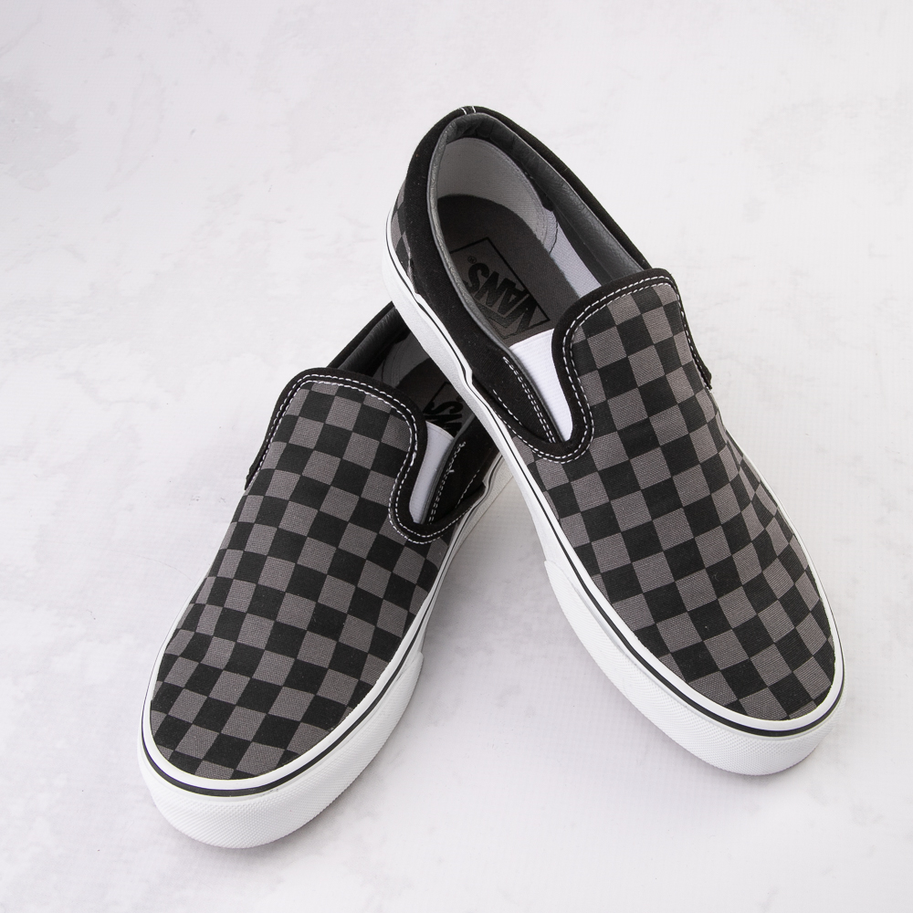 Vans Slip-On Checkerboard Skate Shoe - Gray / Black