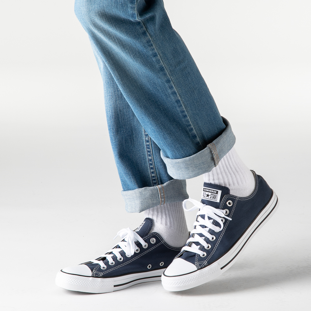 navy blue and white converse