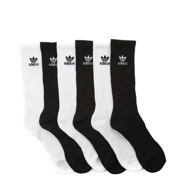 Alternate view of Mens adidas Trefoil Crew Socks 6 Pack - Black / White