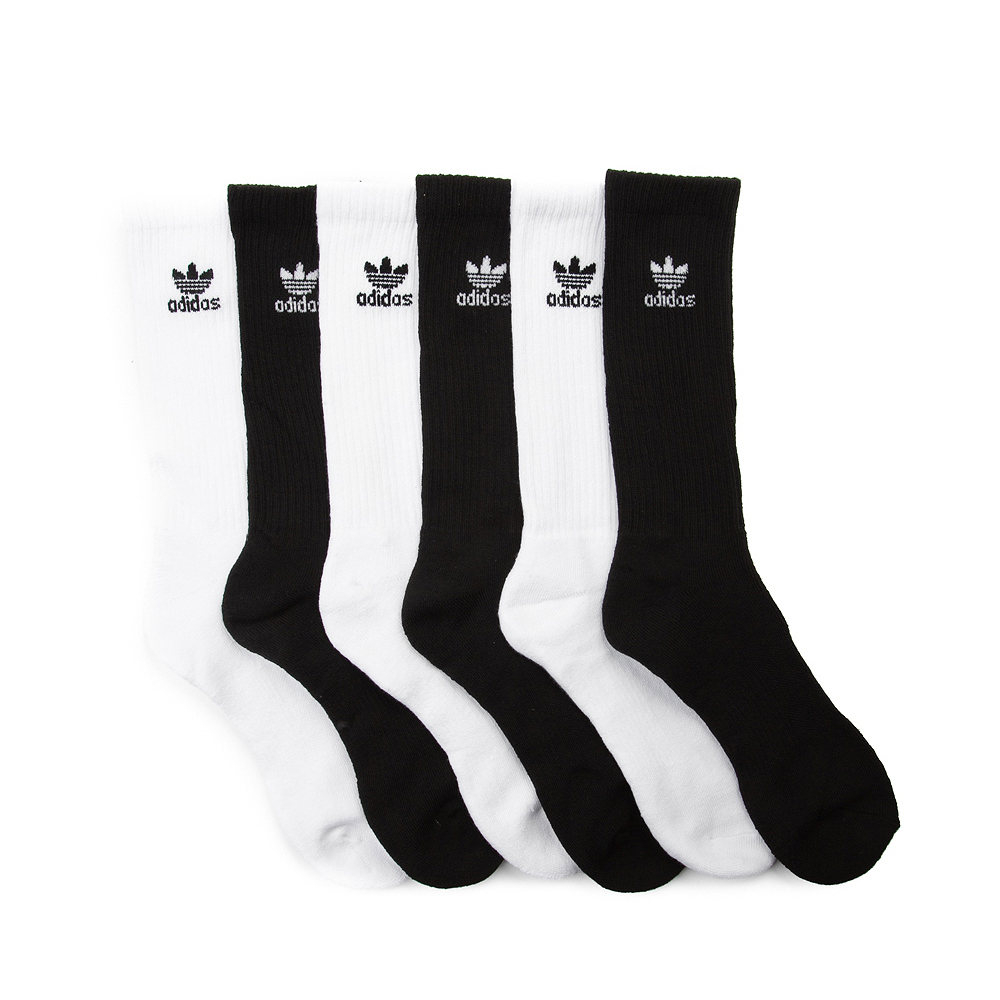 Mens adidas Trefoil Crew Socks 6 Pack - Black / White