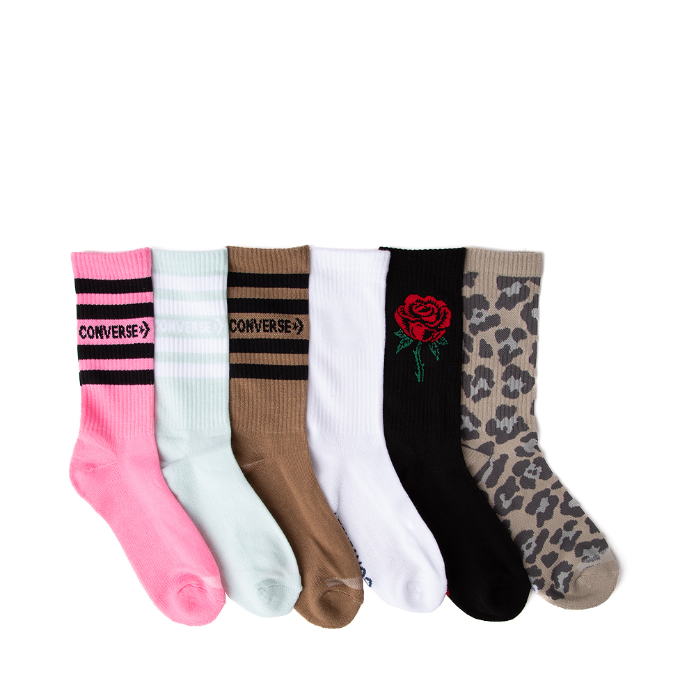 Womens Converse Crew Socks 6 Pack - Multicolor