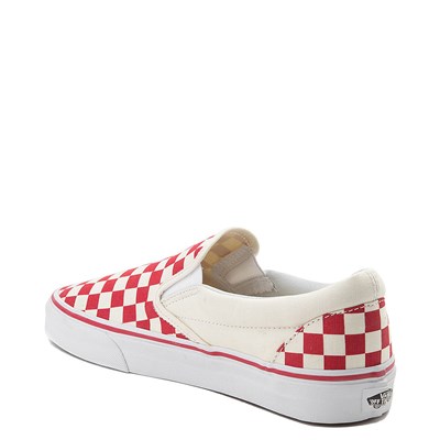 red and white vans slip ons
