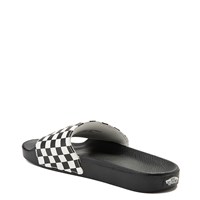 black and white vans slides