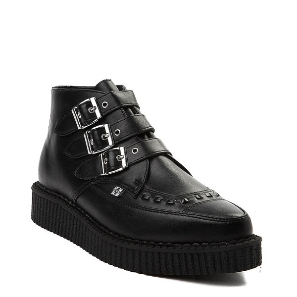 T.U.K. Pointed Toe 3Buckle Low Sole Creeper Boot Black Journeys