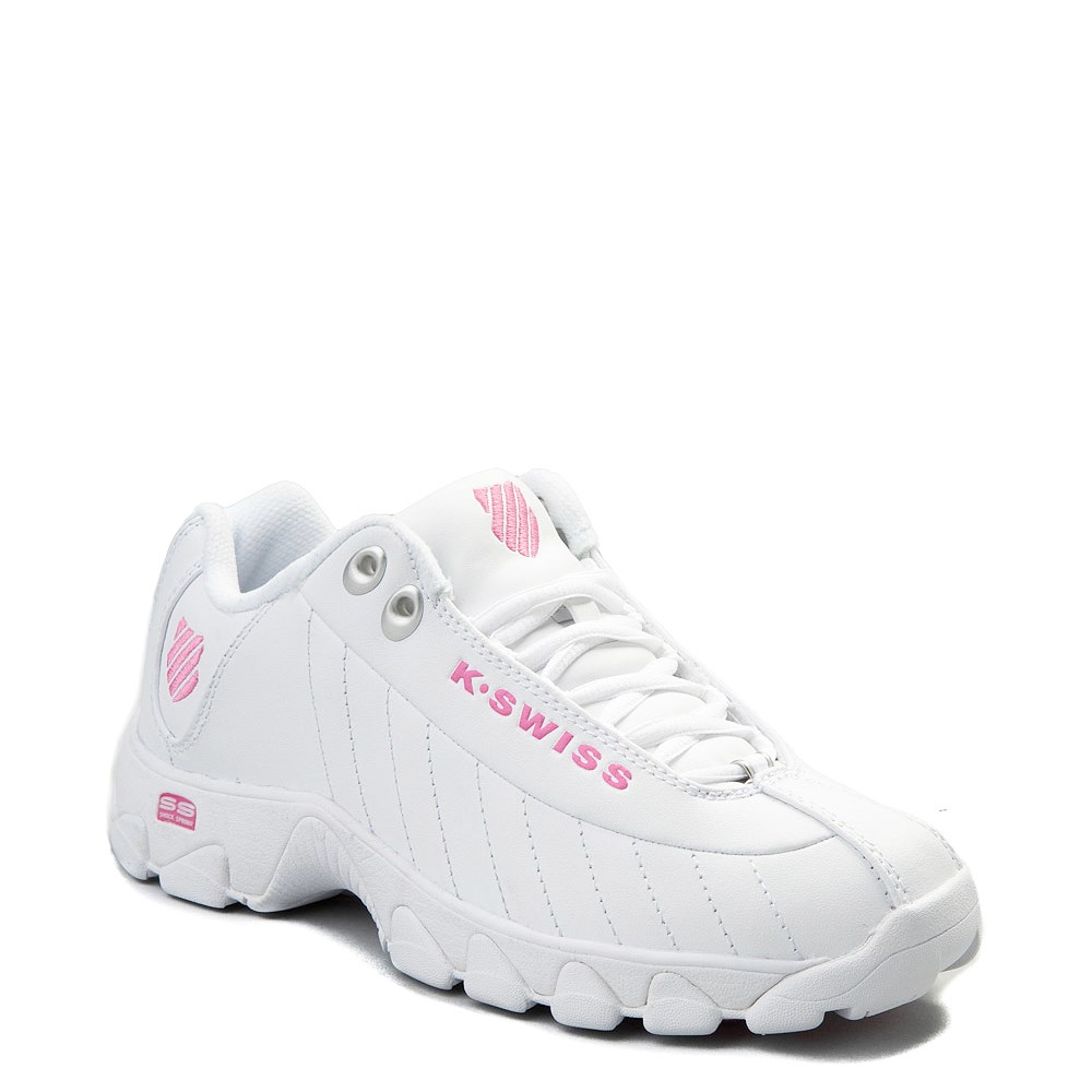 pink and white k swiss shoes