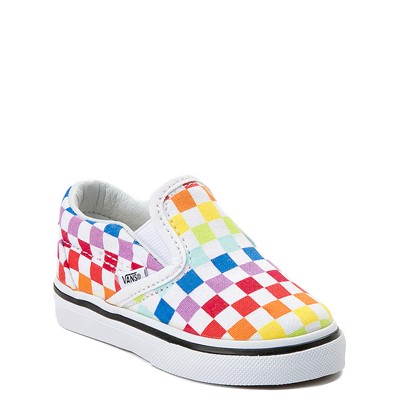 rainbow checkerboard vans kids