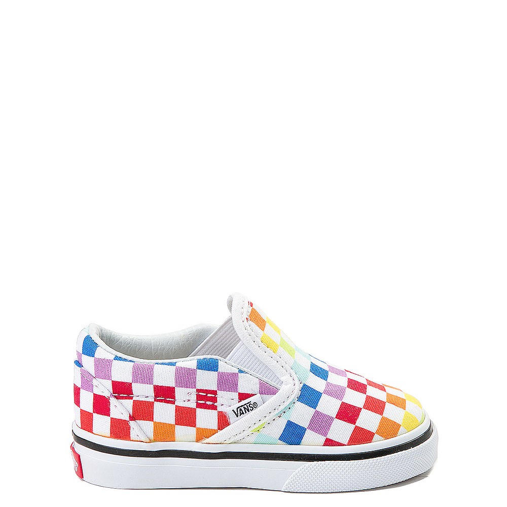 rainbow checkerboard vans girls