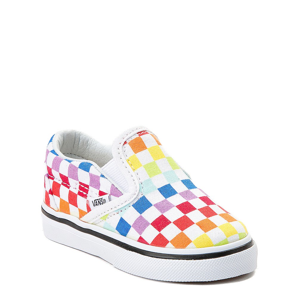 girls rainbow checkerboard vans