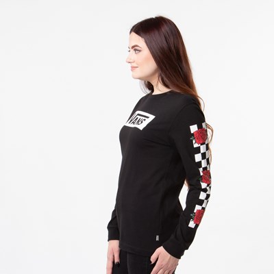 vans checkered rose black long sleeve