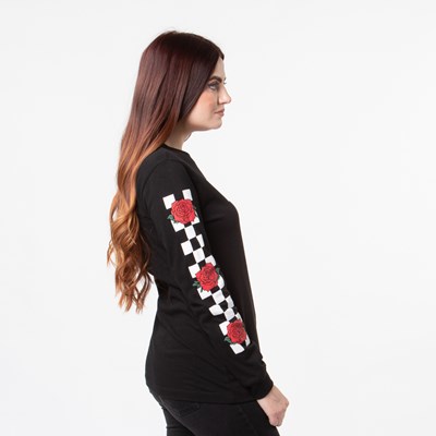 vans checkered rose black long sleeve