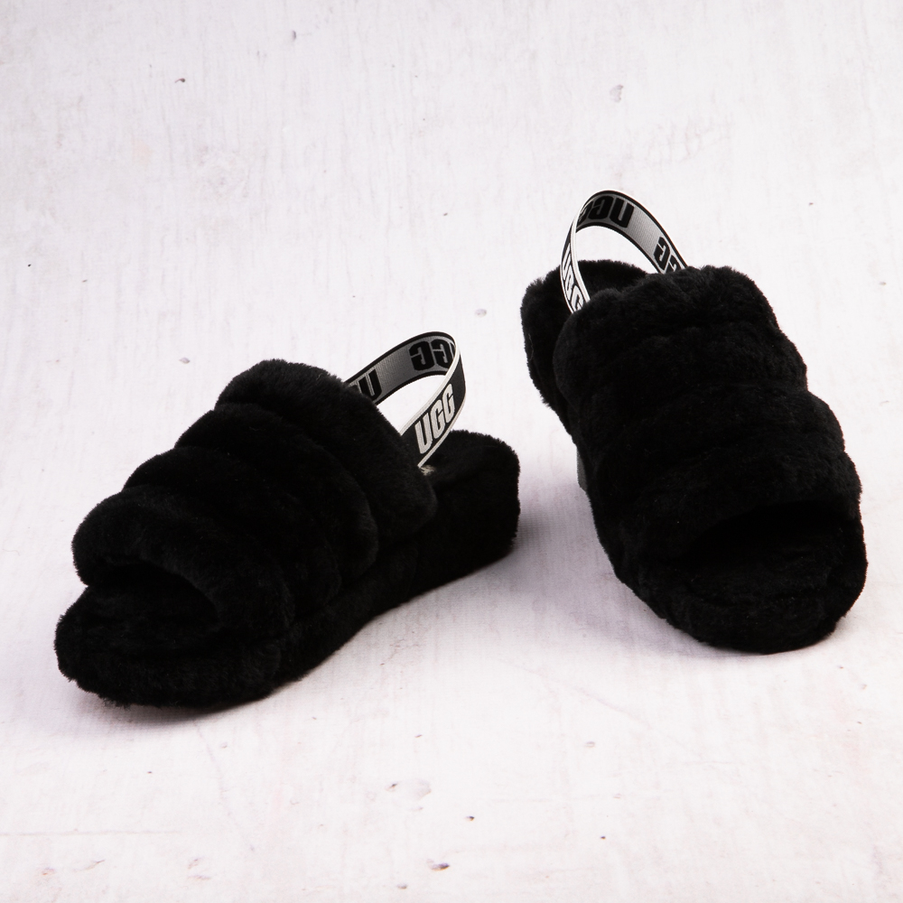 black fluffy uggs