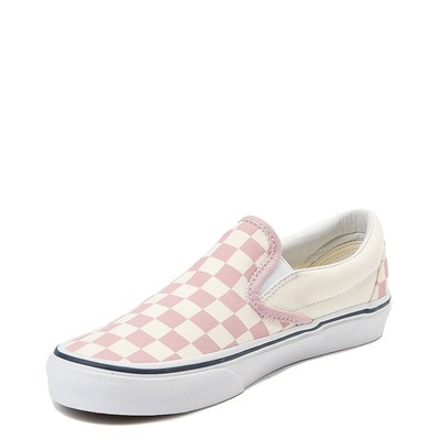 pink checkered slip on vans