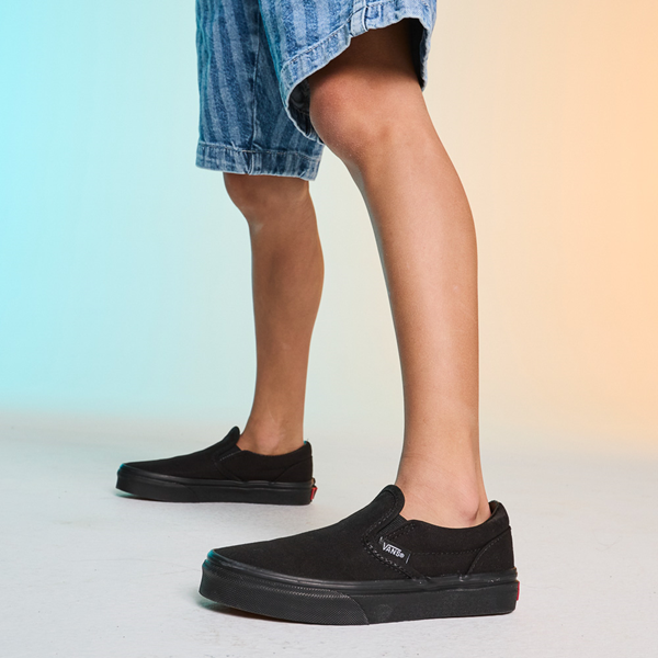 Vans Slip-On Skate Shoe - Little Kid - Black Monochrome
