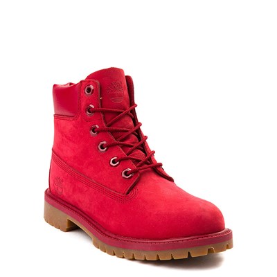 red and white timberland boots