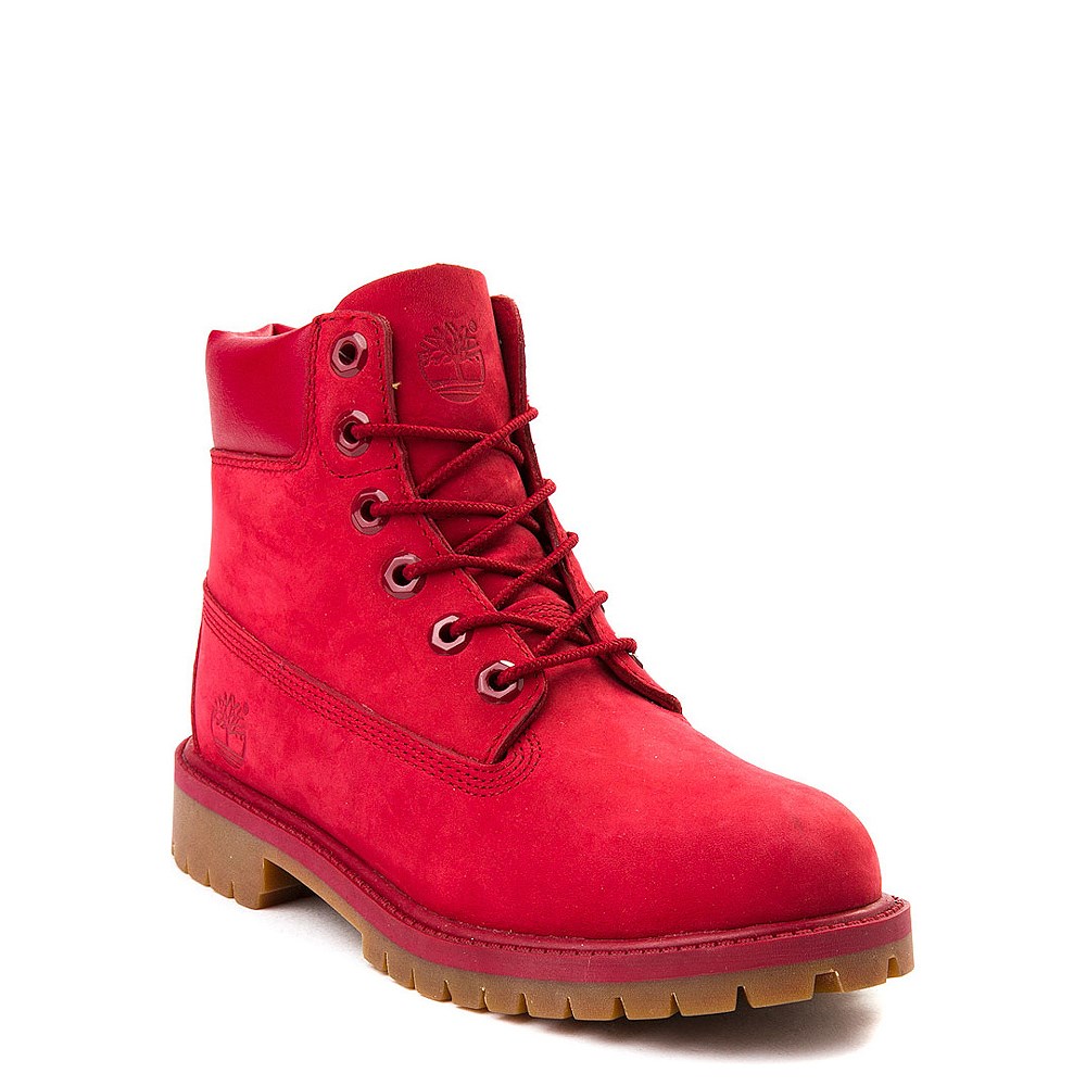 all red timberlands boots