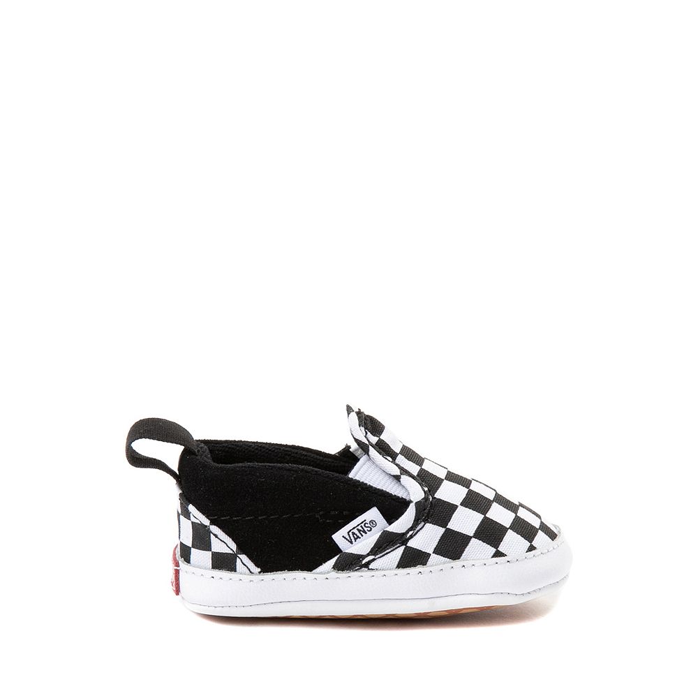 Vans Slip-On V Checkerboard Skate Shoe - Baby - Black / White | Journeys