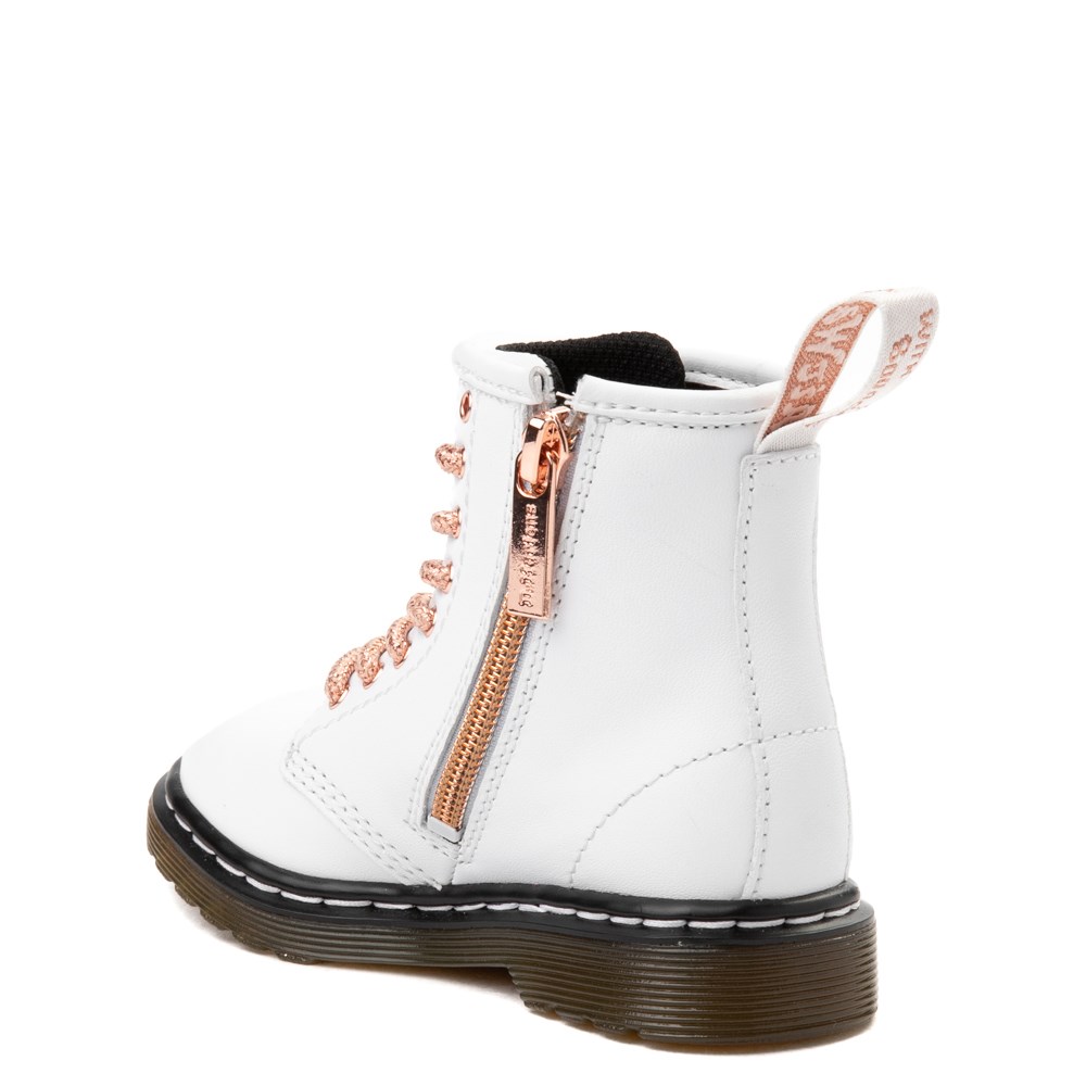 white and rose gold dr martens