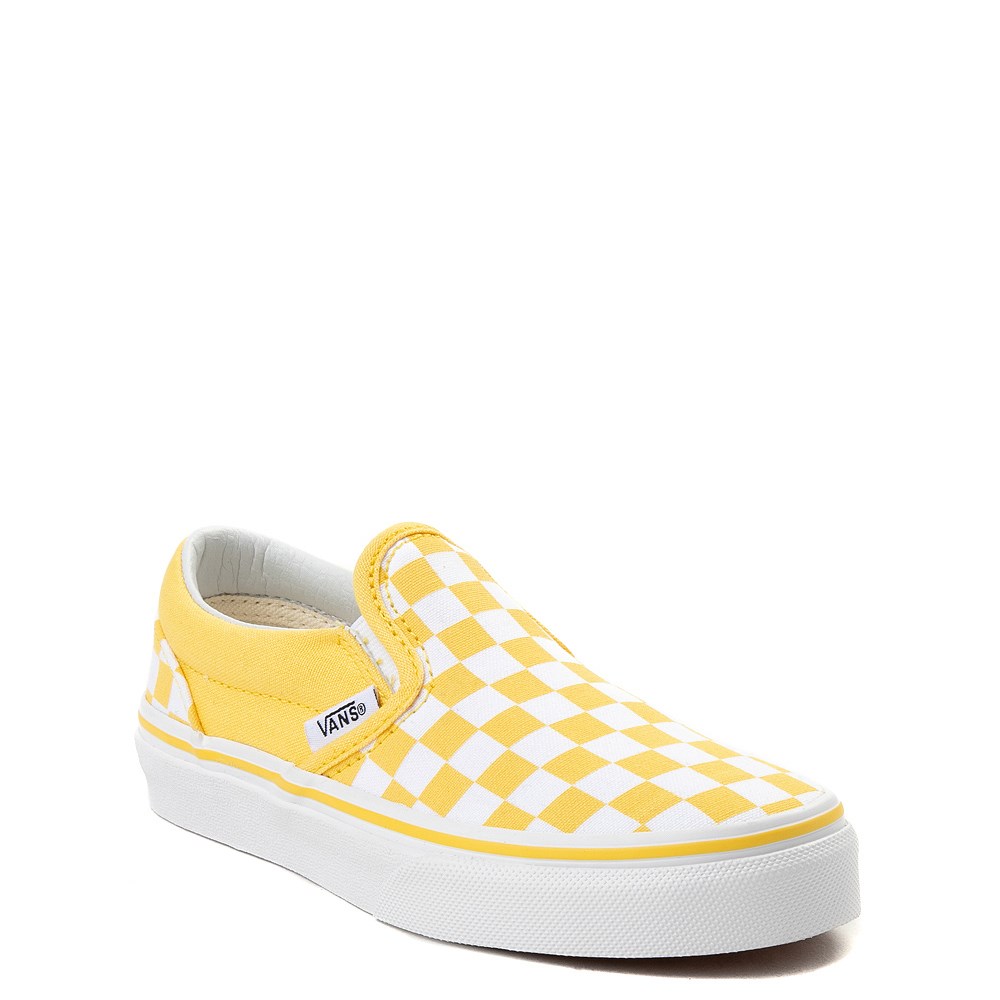 yellow checkerboard vans youth 