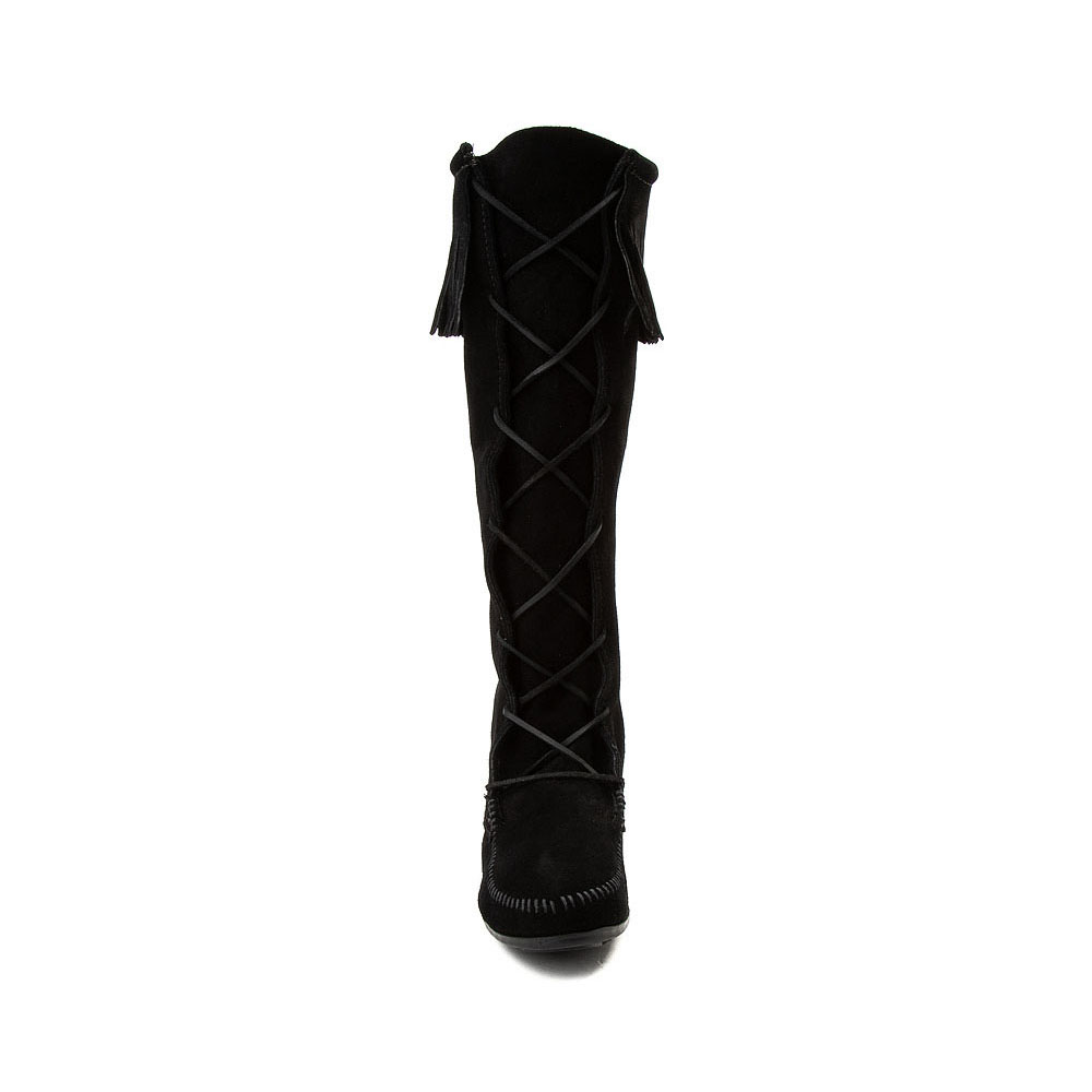 Womens Minnetonka Front Lace Knee High Boot - Black | Journeys