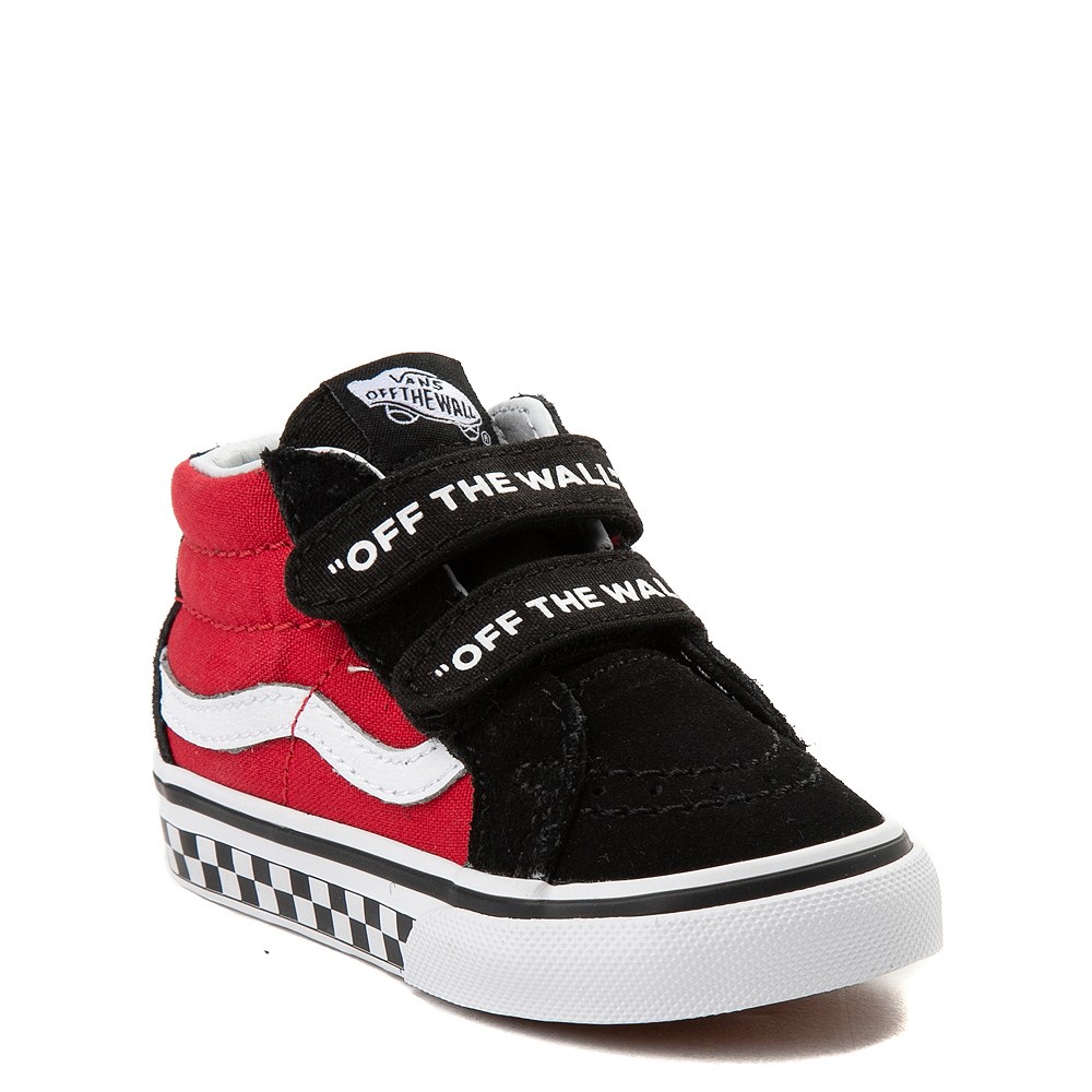 Vans Sk8 Mid Reissue V Logo Pop Checkerboard Skate Shoe - Baby / Toddler -  Black / Red | Journeys