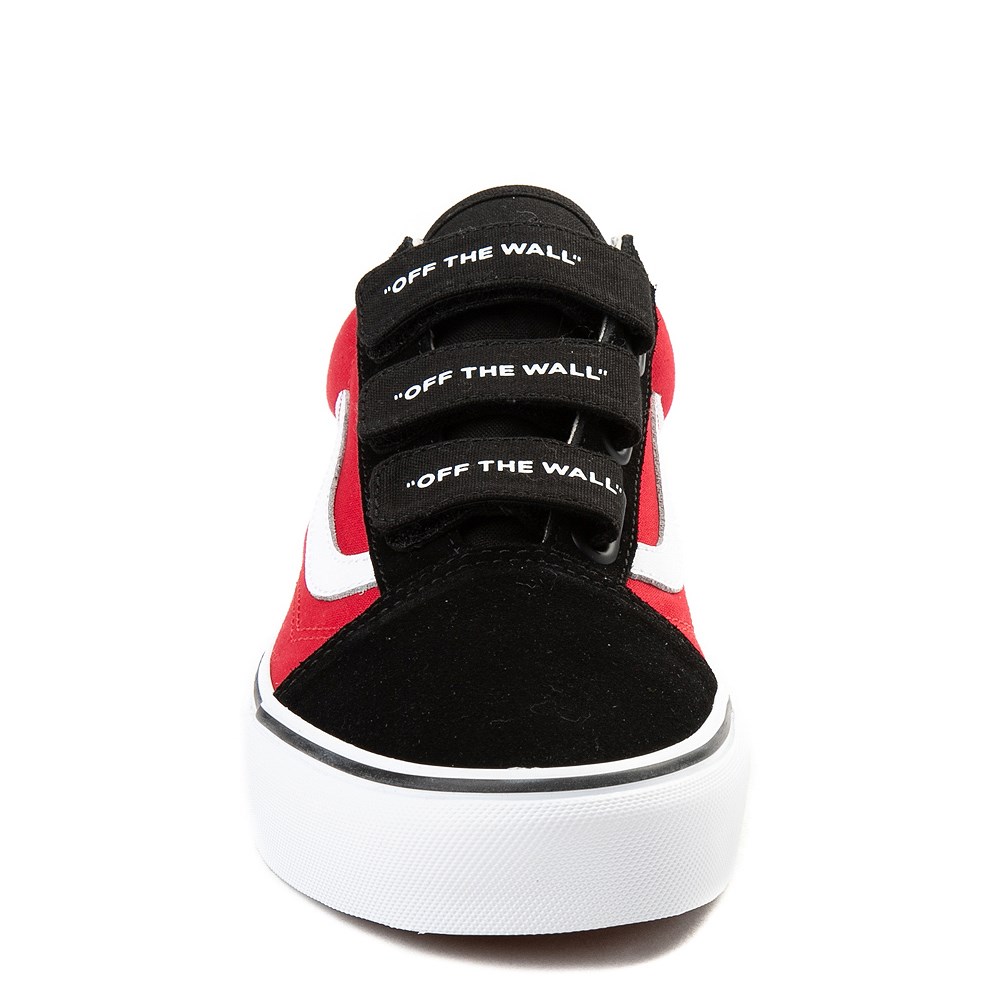 red and black velcro vans