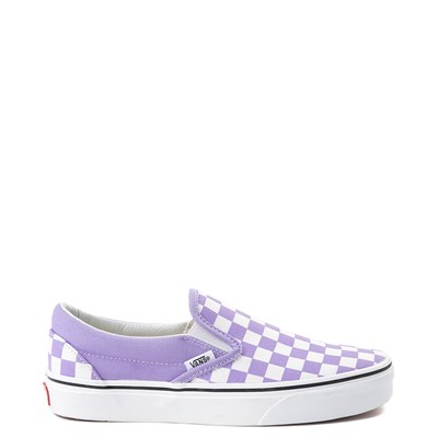 vans checkerboard slip on purple