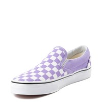 purple and white checkered vans