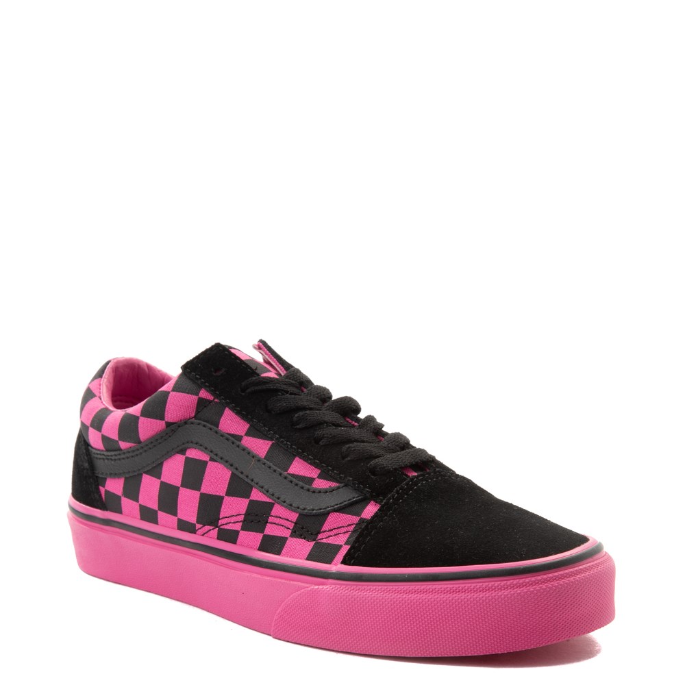 pink blue yellow checkerboard vans off 