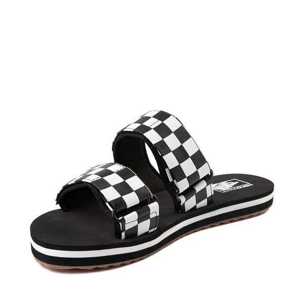 alternate view Womens Vans Cayucas Checkerboard Slide Sandal - Black / Marshmallow WhiteALT2