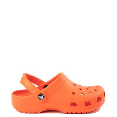 orange and black crocs