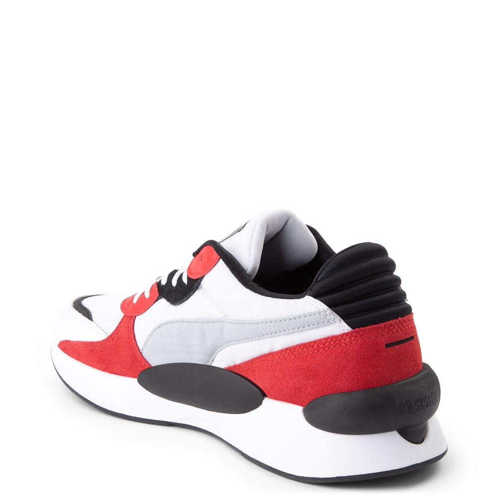 puma red and white sneakers